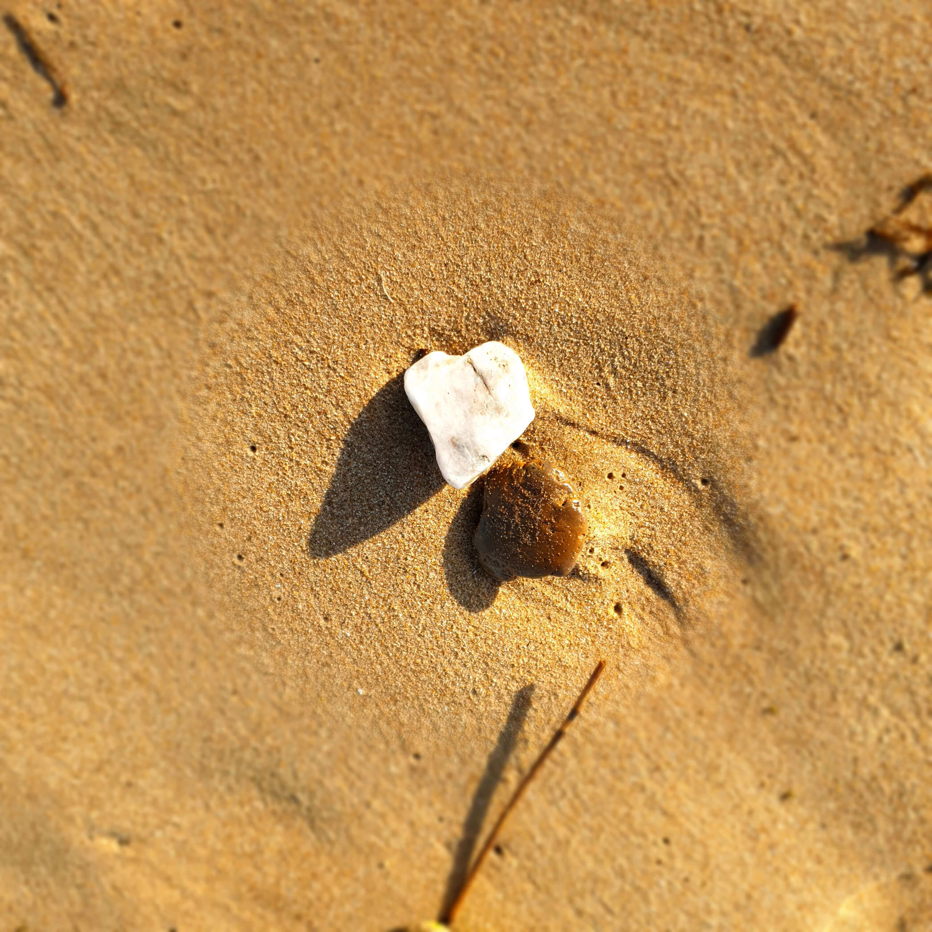 Cœur de pierre blanche posé sur le sable